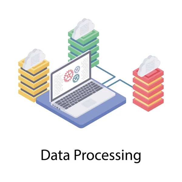 Icona Elaborazione Del Database Isometrico — Vettoriale Stock