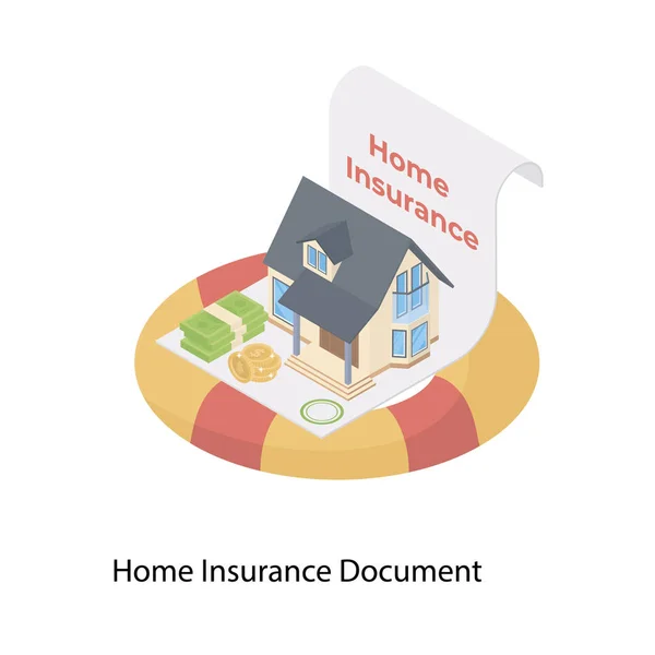 Home Insurance Pictogram Isometrisch Ontwerp — Stockvector