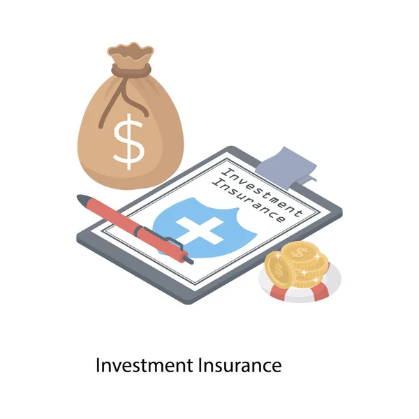 Pictogram Voor Investerings Verzekeringen Isometrisch Ontwerp — Stockvector