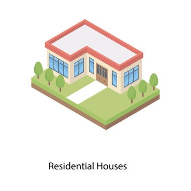 Konut isometrik simge tasarımı 