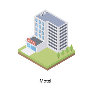 Otel binasının isometrik simgesi 