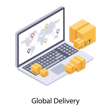 Sipariş izleme simgesinin izometrik tasarımı