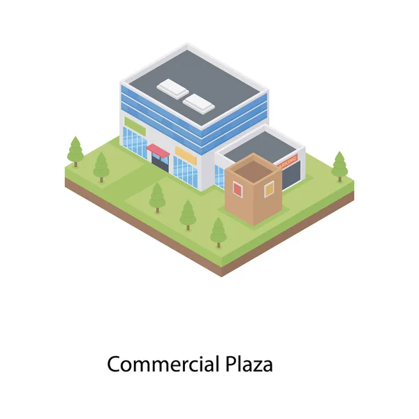 Kommersiell Byggnad Vektor Isometrisk Design — Stock vektor