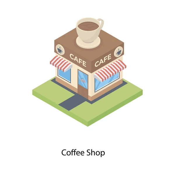 Isometric Icon Coffee Shop — Stock Vector