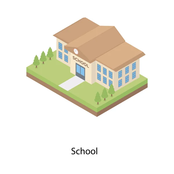 Vector Edificio Escolar Diseño Isométrico — Archivo Imágenes Vectoriales