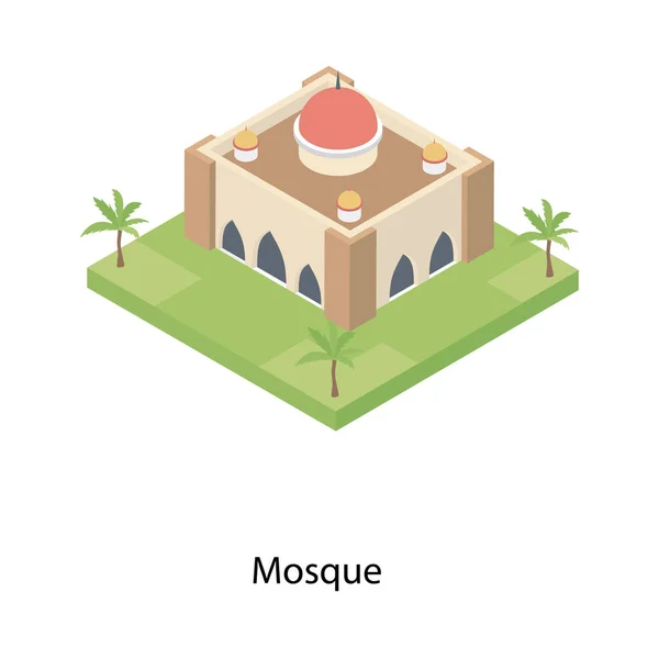 Icône Mosquée Dans Conception Isométrique — Image vectorielle