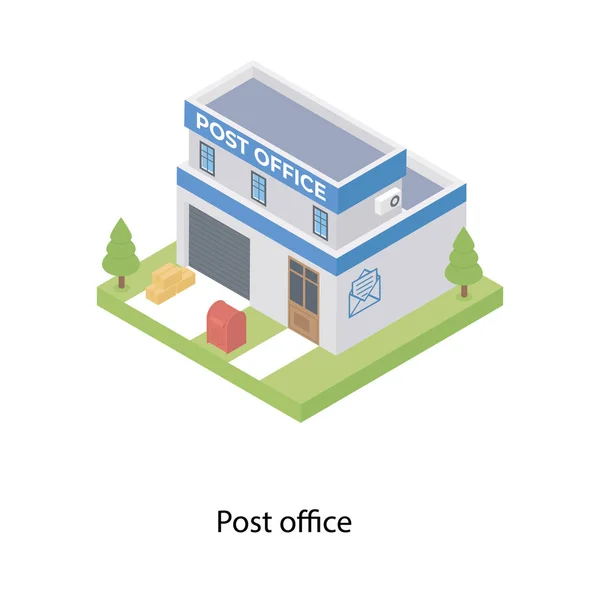 Ikone Des Postgebäudes Isometrischen Vektor — Stockvektor