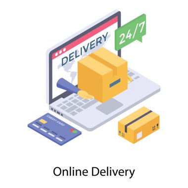 Çevrimiçi teslimat simgesi isometrik tasarım.