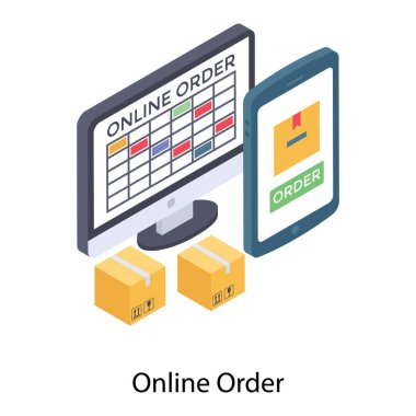 Online sipariş rezervasyon simgesi isometrik tasarım.
