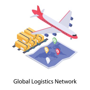 Hava kargo simgesi isometrik tasarım.