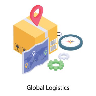Dünya çapında teslimat simgesi izometrik tasarım.