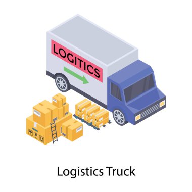 İzometrik tasarımda teslimat minibüsü simgesi