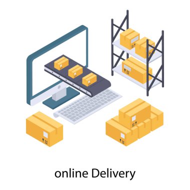 Çevrimiçi teslimat simgesi isometrik tasarım.