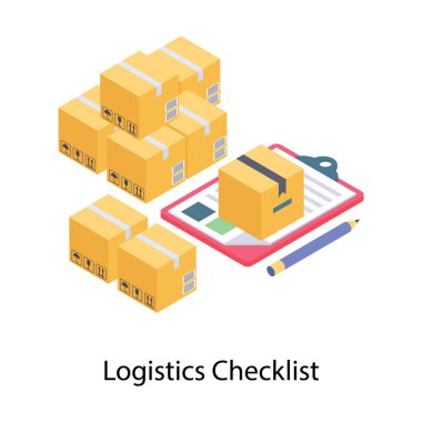 Isometrik tasarımda sipariş kontrol listesi simgesi.