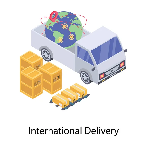 Worldwide Delivery Icon Isometric Design — Stock Vector