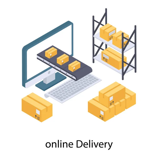 Online Delivery Icon Isometric Design — Stock Vector