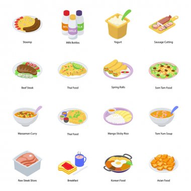 Fast Food Izometrik Simgeler 