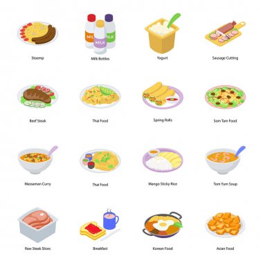Fast Food Isometric Icons  clipart
