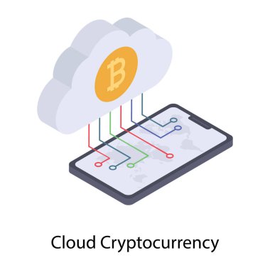 Bulut kriptopara illüstrasyon vektör tasarımı 