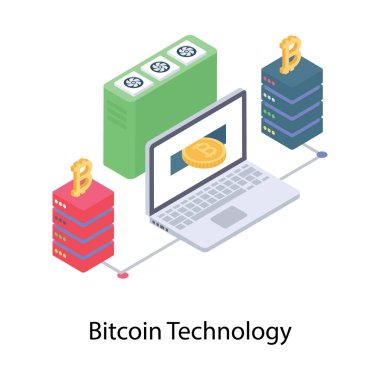 Blockchain ağının izometrik illüstrasyonu