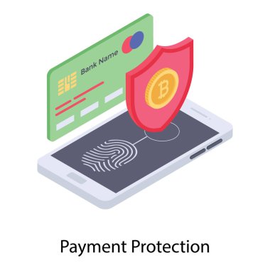 Izometrik vektörde ödeme koruması çizimi 