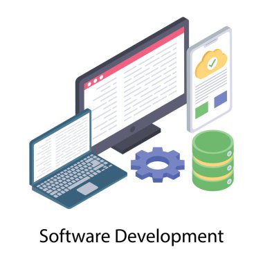 Sistem geliştirme simgesinin isometrik tasarımı