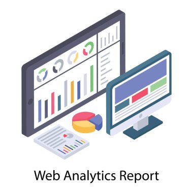 Web analitiği simgesi isometrik tasarım 
