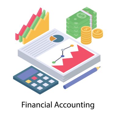 Bütçe analizi simgesi isometrik tasarım.