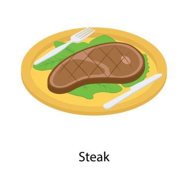 Izometrik tasarımda biftek simgesi 