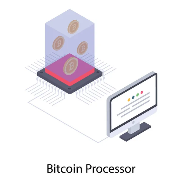 Bitcoin Processador Ilustração Vetor Isométrica —  Vetores de Stock