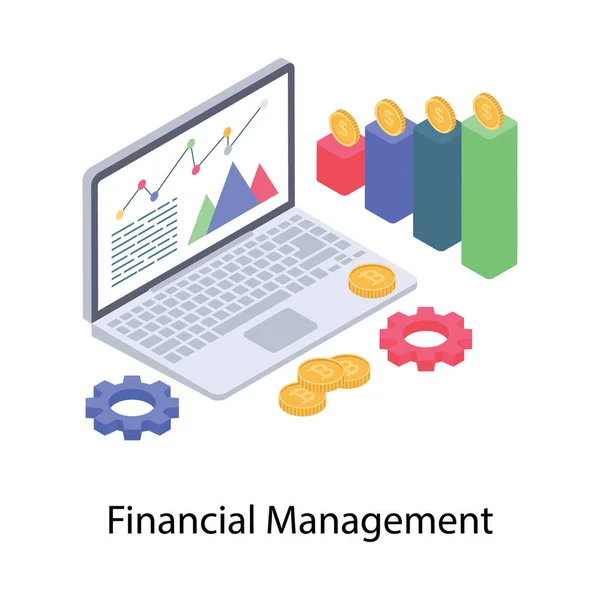 Gestión Financiera Ilustración Vectorial Isométrica — Vector de stock