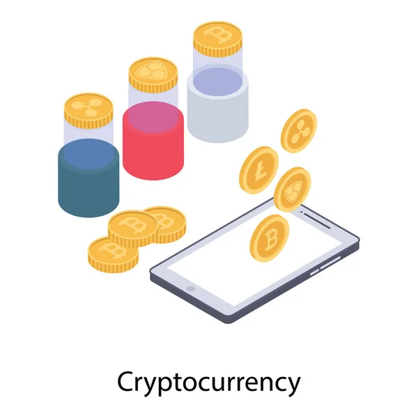 Diseño Criptomoneda Ilustración Isométrica — Vector de stock