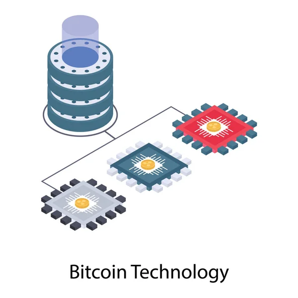 Projeto Ilustração Isométrica Tecnologia Bitcoin —  Vetores de Stock