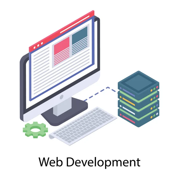 Ізометричний Дизайн Піктограми Веб Розробки — стоковий вектор