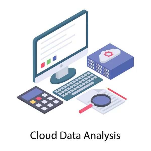 Symbol Der Cloud Datenanalyse Isometrisches Design — Stockvektor