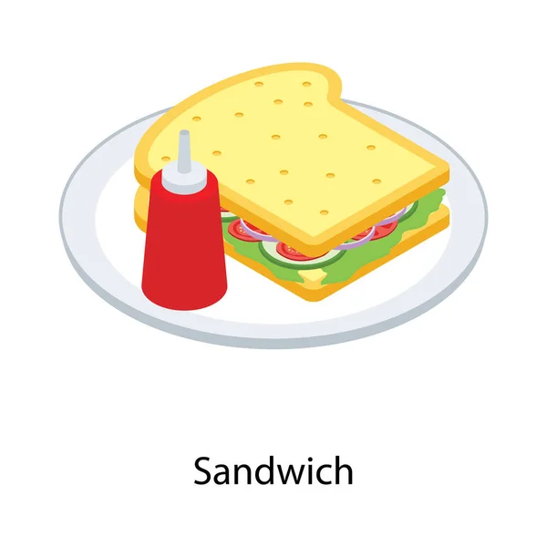 Isometrische Ikone Des Sandwich Designs — Stockvektor