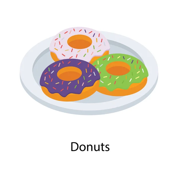 Donut Icon Isometric Design — Stock Vector