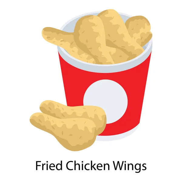 Fried Wings Icon Isometric Vector — Stock Vector