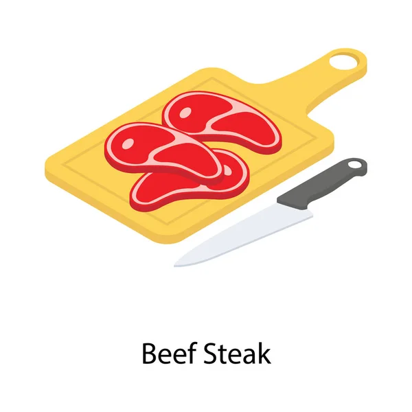 Ikon Steak Sapi Dalam Desain Isometrik - Stok Vektor