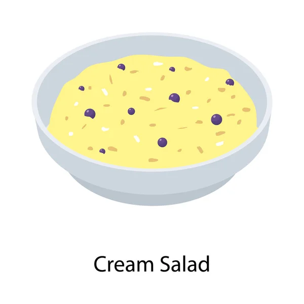 Ikon Salad Krim Dalam Desain Isometrik - Stok Vektor