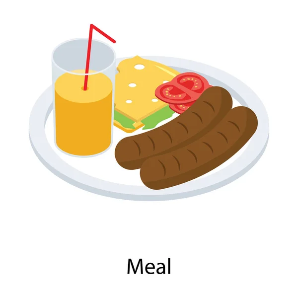 Icône Plateau Repas Dans Conception Isométrique — Image vectorielle