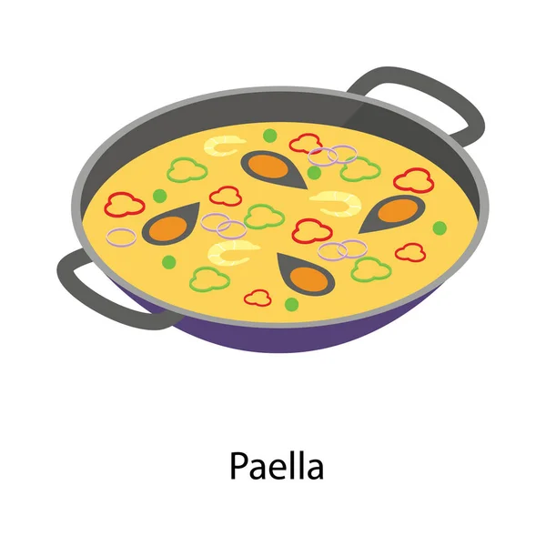 Desenho Isométrico Vetor Paella — Vetor de Stock