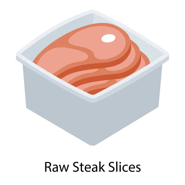 Ikon Steak Mentah Dalam Desain Isometrik - Stok Vektor