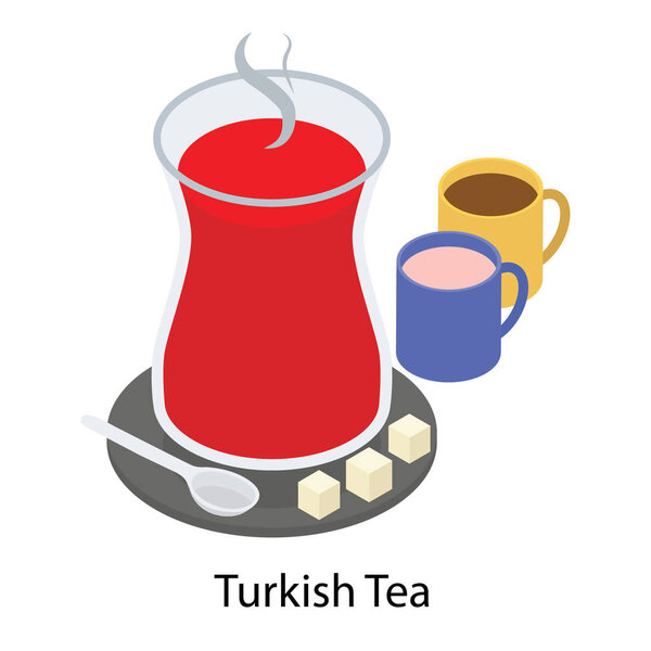 Turkish tea icon isolated on white background 
