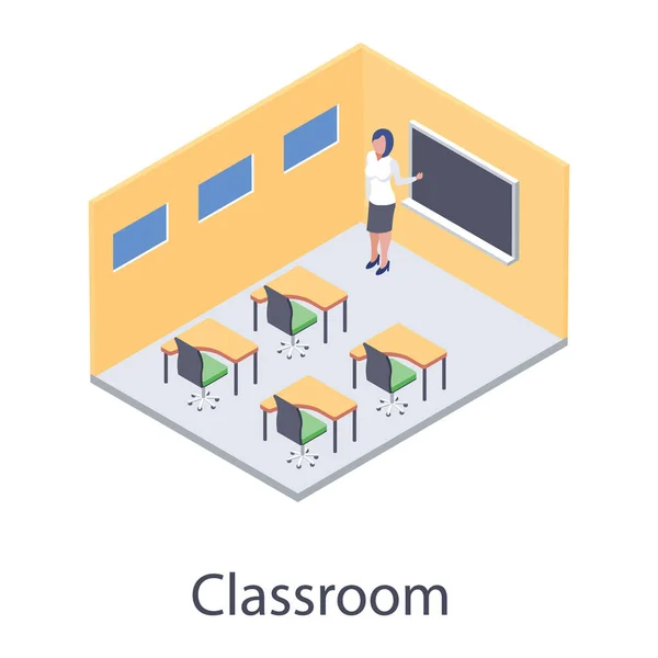 Studentischer Klassenzimmervektor Isometrischen Design — Stockvektor