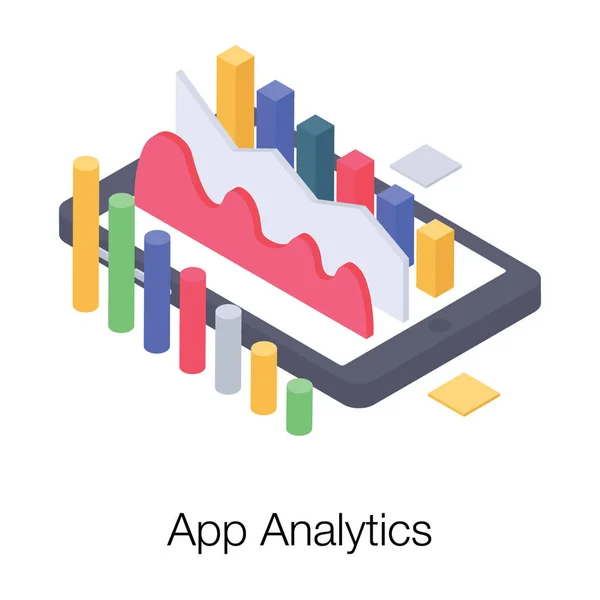 Icona Isometrica App Analytics — Vettoriale Stock