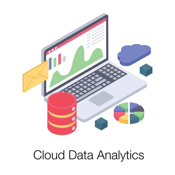 Icona Dell Analisi Dei Dati Cloud Nel Vettore Isometrico — Vettoriale Stock