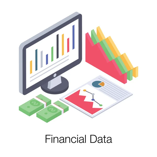 Isometrisch Pictogram Van Financiële Gegevens Grafiek — Stockvector