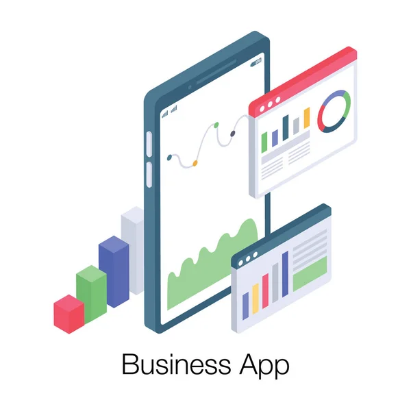 Business App Analytics Icône Isométrique — Image vectorielle