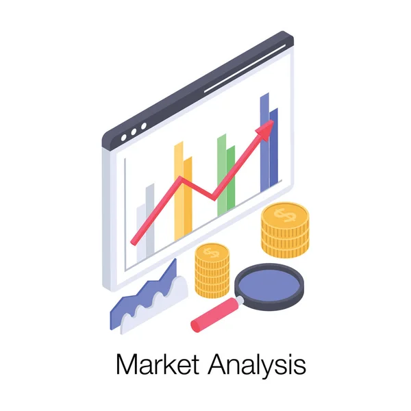 Market Analysis Isometric Icon Vector — Stock Vector